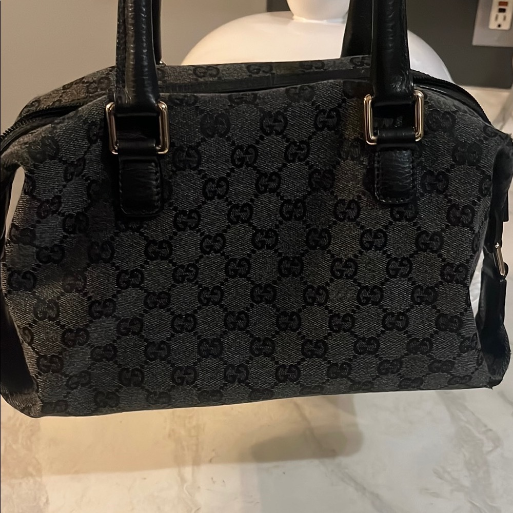 Gucci Black and Gray GG Canvas Top Handle Satchel - Picture 7 of 13